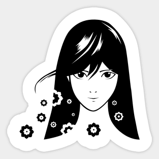 b w comic characters design art flowers girl Sticker